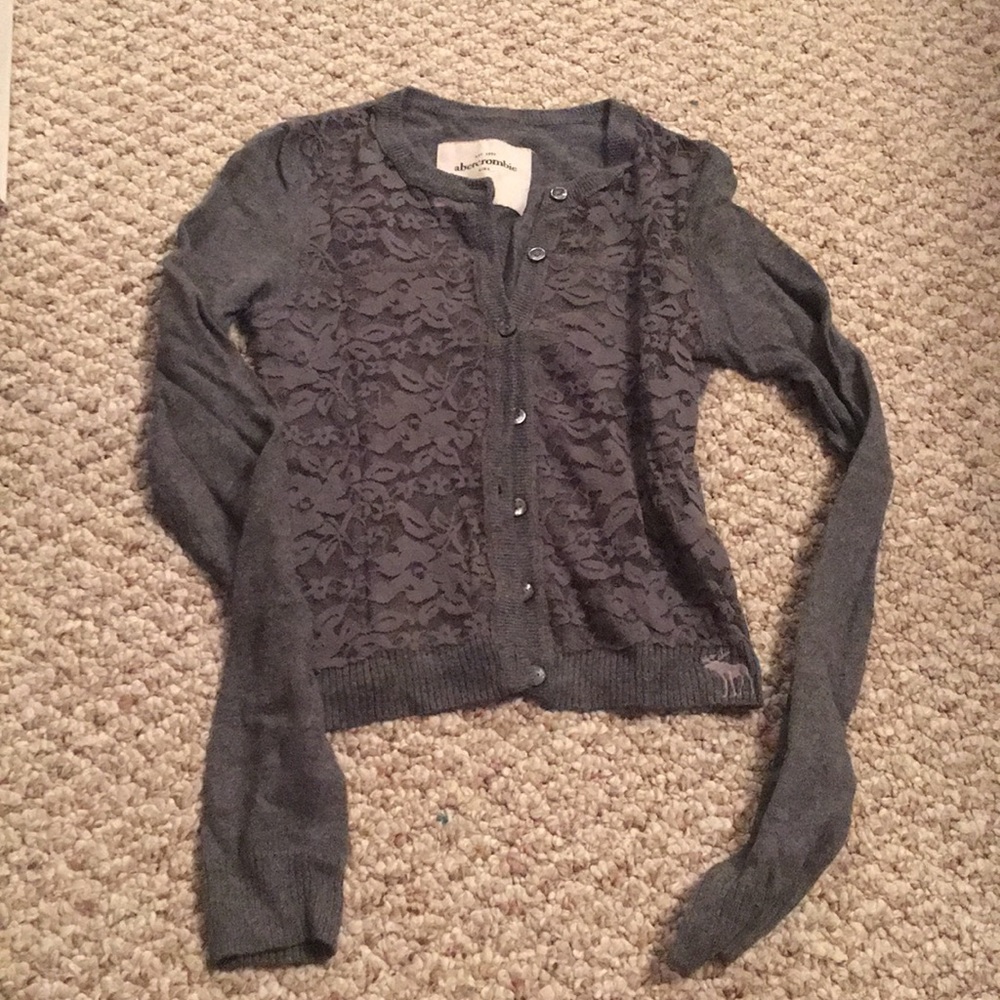 Well loved grey laced sweater